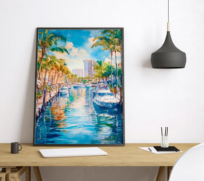 Fort Lauderdale Watercolor Poster Wall Art Fort Lauderdale Wall Hanging Home Décor Fort Lauderdale Gift Art Lovers United States Wall Art