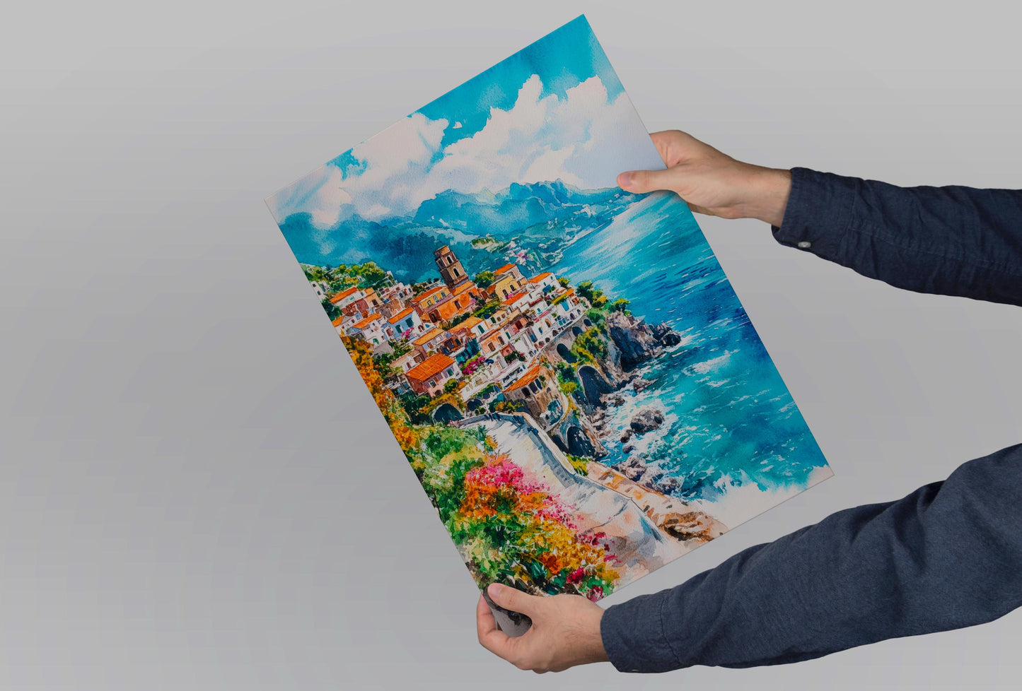 Amalfi Coast Watercolor Poster Wall Art Amalfi Coast Wall Hanging Home Décor Amalfi Coast Gift Art Lovers Italy Art Lover Gift Italy Art