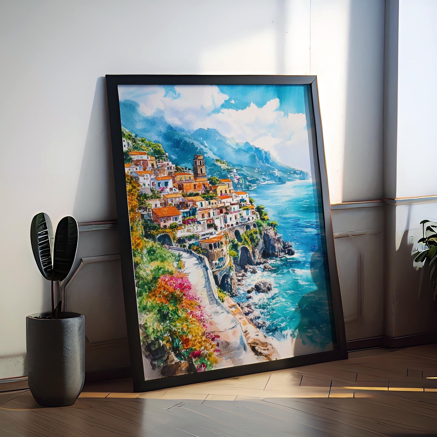 Amalfi Coast Watercolor Poster Wall Art Amalfi Coast Wall Hanging Home Décor Amalfi Coast Gift Art Lovers Italy Art Lover Gift Italy Art
