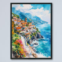 Amalfi Coast Watercolor Poster Wall Art Amalfi Coast Wall Hanging Home Décor Amalfi Coast Gift Art Lovers Italy Art Lover Gift Italy Art