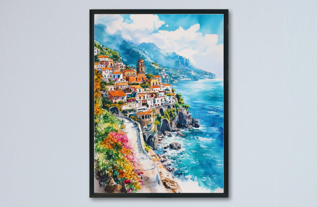 Amalfi Coast Watercolor Poster Wall Art Amalfi Coast Wall Hanging Home Décor Amalfi Coast Gift Art Lovers Italy Art Lover Gift Italy Art