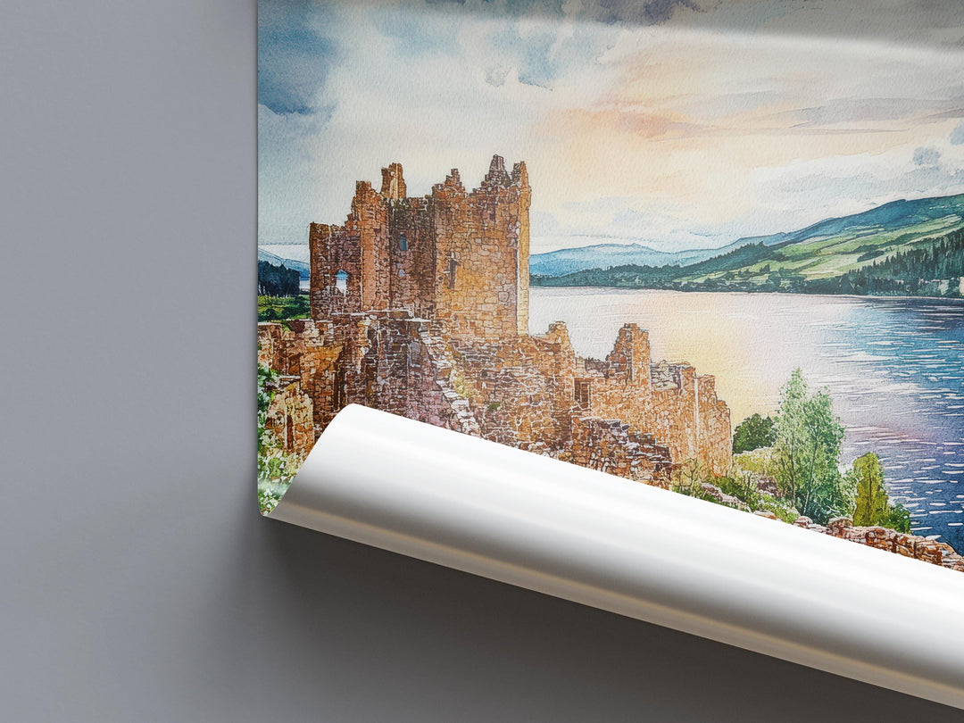 Loch Ness Watercolor Poster Wall Art Loch Ness Wall Hanging Home Décor Loch Ness Gift Art Lovers Scotland Wall Art