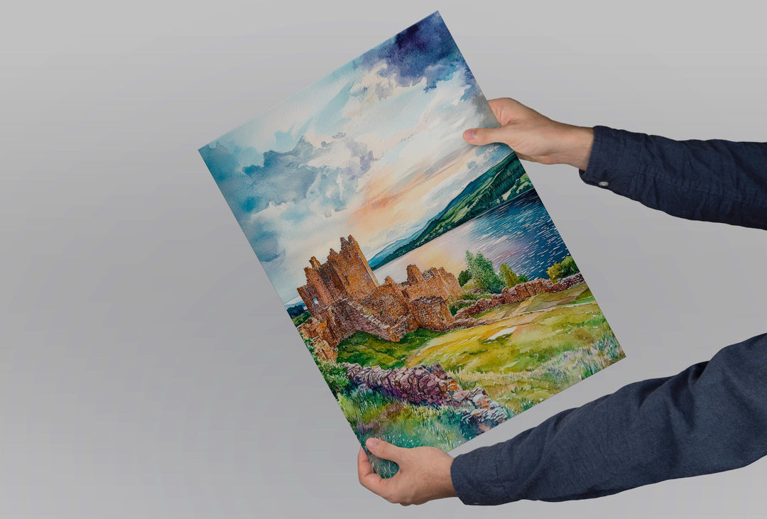 Loch Ness Watercolor Poster Wall Art Loch Ness Wall Hanging Home Décor Loch Ness Gift Art Lovers Scotland Wall Art