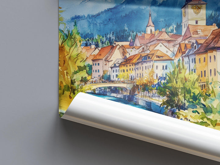 Villach Watercolor Poster Wall Art Villach Wall Hanging Home Décor Villach Gift Art Lovers Austria Wall Art