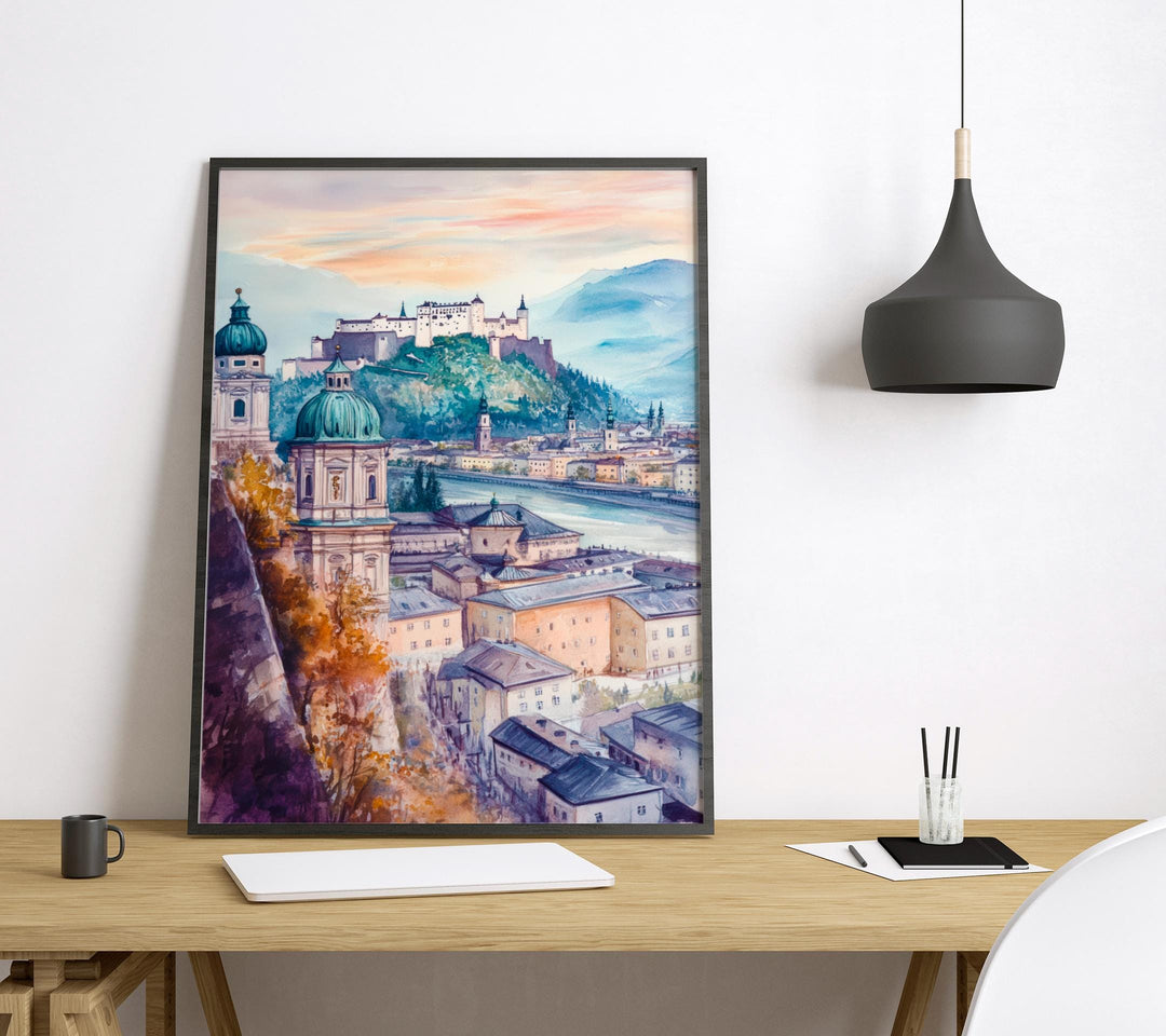 Salzburg Watercolor Poster Wall Art Salzburg Wall Hanging Home Décor Salzburg Gift Art Lovers Austria Wall Art