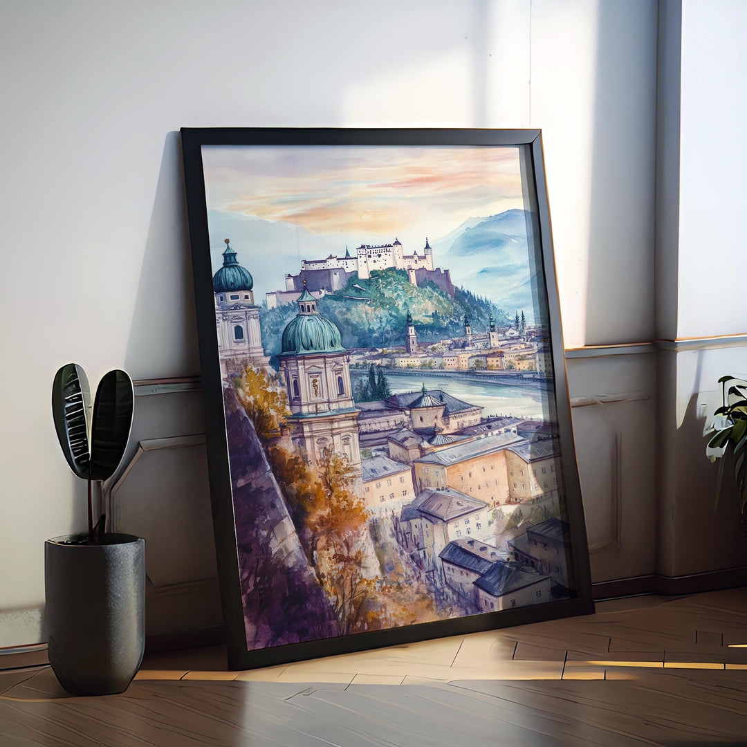 Salzburg Watercolor Poster Wall Art Salzburg Wall Hanging Home Décor Salzburg Gift Art Lovers Austria Wall Art