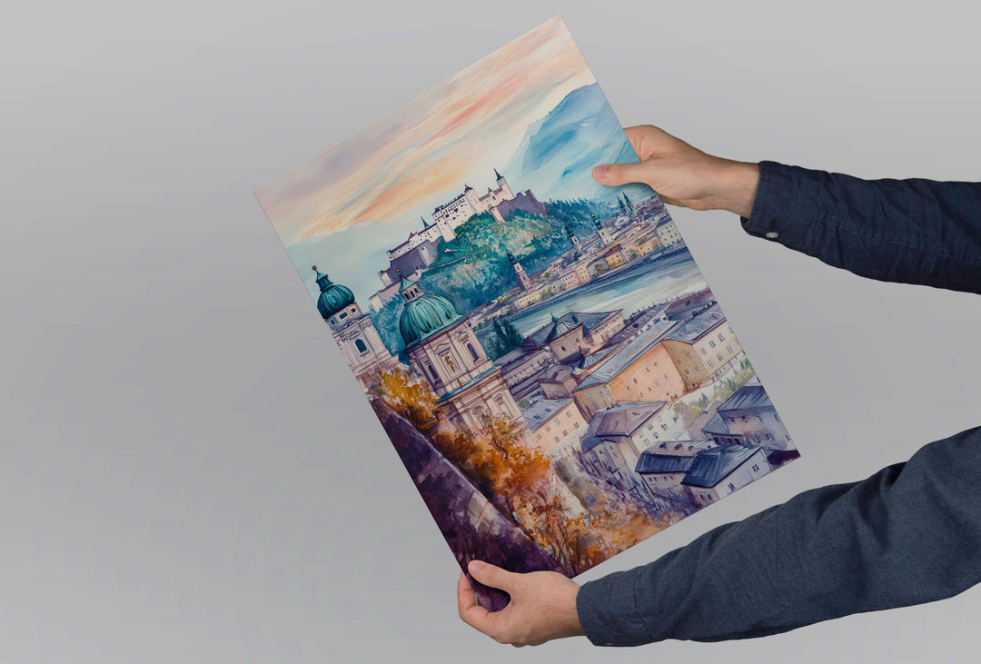 Salzburg Watercolor Poster Wall Art Salzburg Wall Hanging Home Décor Salzburg Gift Art Lovers Austria Wall Art