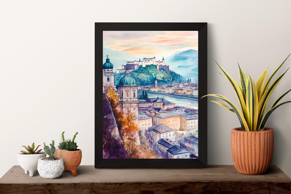 Salzburg Watercolor Poster Wall Art Salzburg Wall Hanging Home Décor Salzburg Gift Art Lovers Austria Wall Art