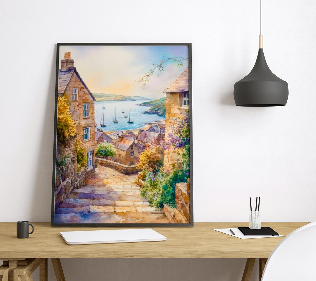 Mousehole Watercolor Poster Wall Art Mousehole Wall Hanging Home Décor Mousehole Gift Art Lovers United Kingdom Wall Art
