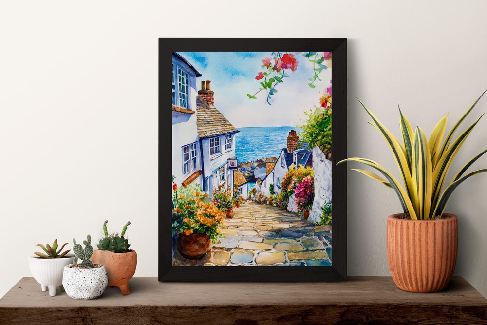 Clovelly Watercolor Poster Wall Art Clovelly Wall Hanging Home Décor Clovelly Gift Art Lovers United Kingdom Wall Art