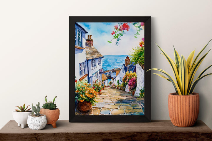 Clovelly Watercolor Poster Wall Art Clovelly Wall Hanging Home Décor Clovelly Gift Art Lovers United Kingdom Wall Art