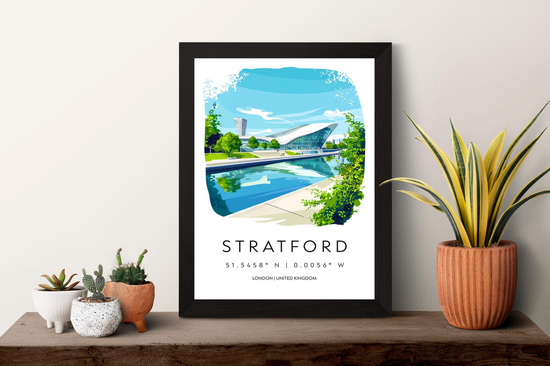 Stratford Watercolor Poster Stratford England Travel Print Wall Art Stratford Home Decor Stratford Gift Art Lovers UK Shakespeare