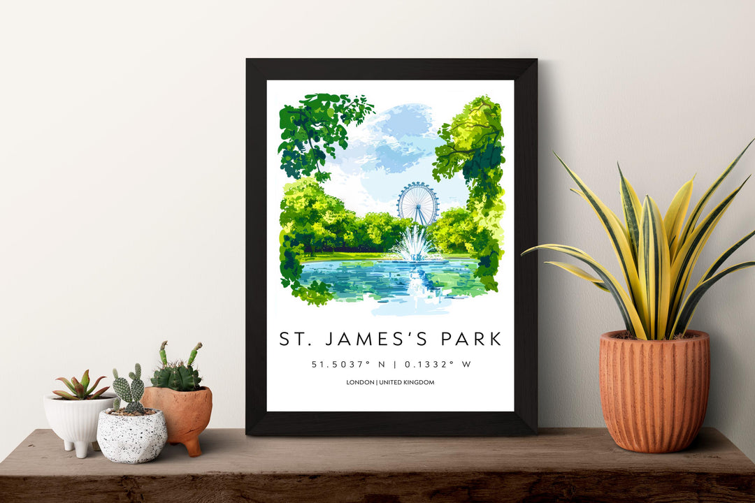 St James Park Watercolor Poster St James Park London Travel Print Wall Art St James Park Home Decor St James Park Gift Art Lovers UK Park