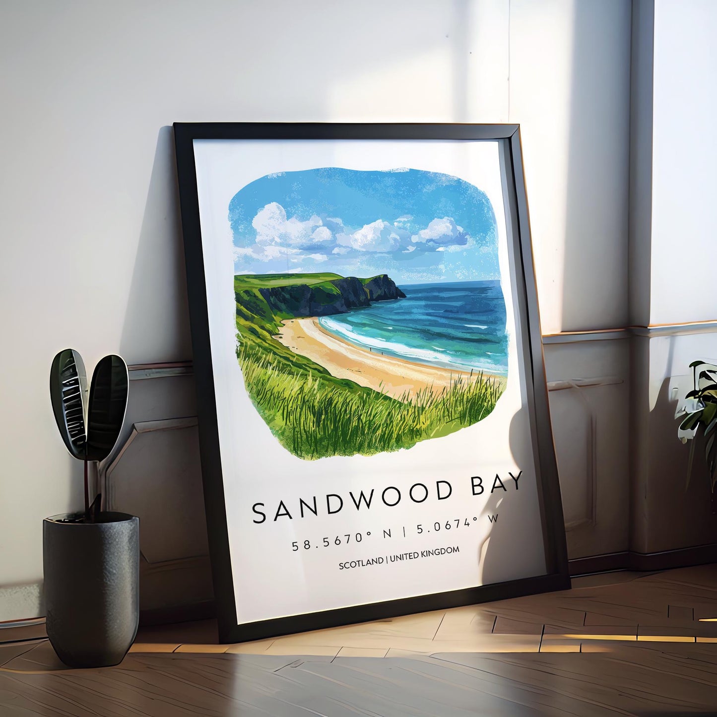 Sandwood Bay Watercolor Poster Sandwood Bay Scotland Travel Print Wall Art Sandwood Bay Home Decor Sandwood Bay Gift Art Lovers Wild Beach