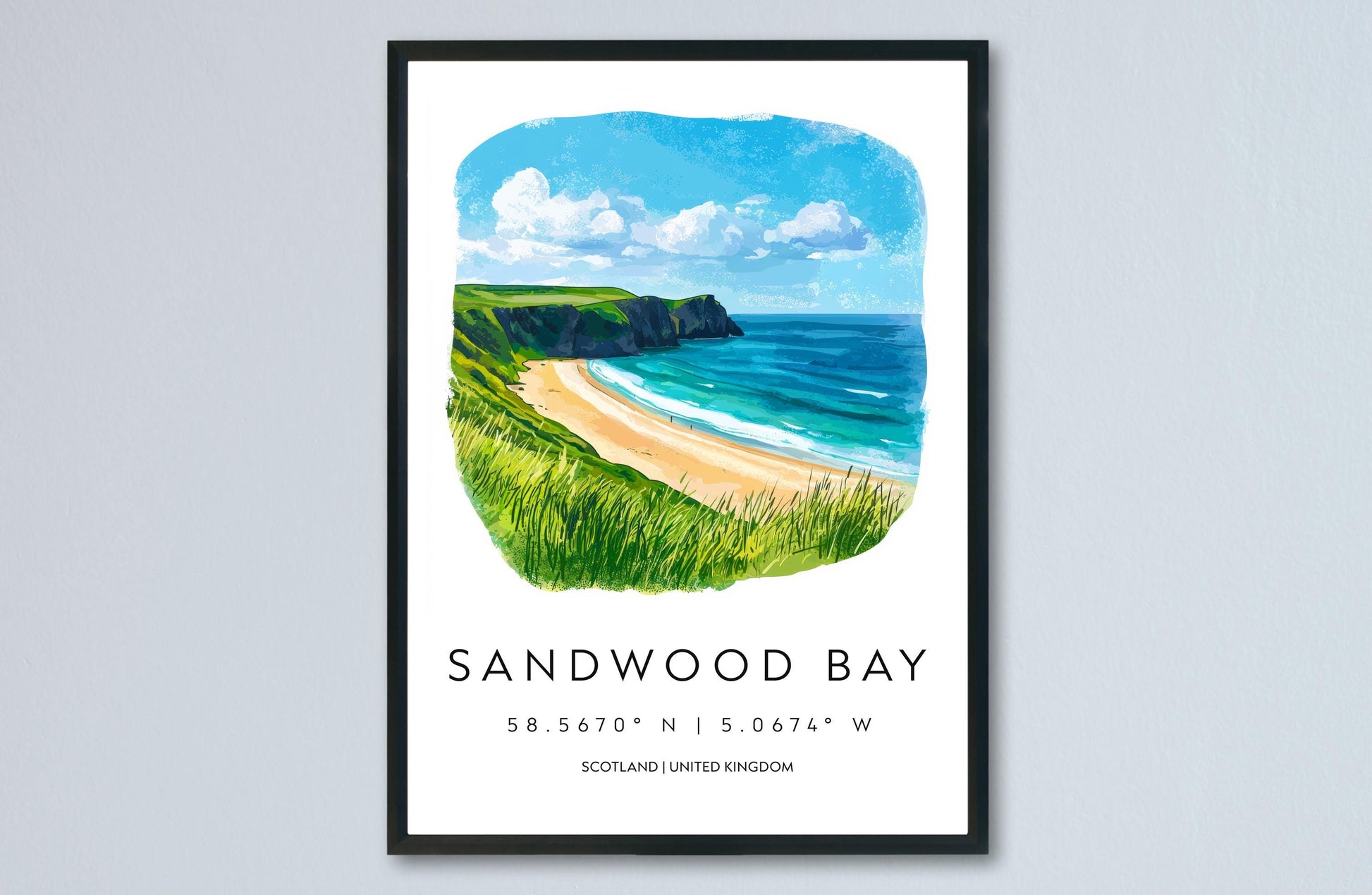 Sandwood Bay Watercolor Poster Sandwood Bay Scotland Travel Print Wall Art Sandwood Bay Home Decor Sandwood Bay Gift Art Lovers Wild Beach