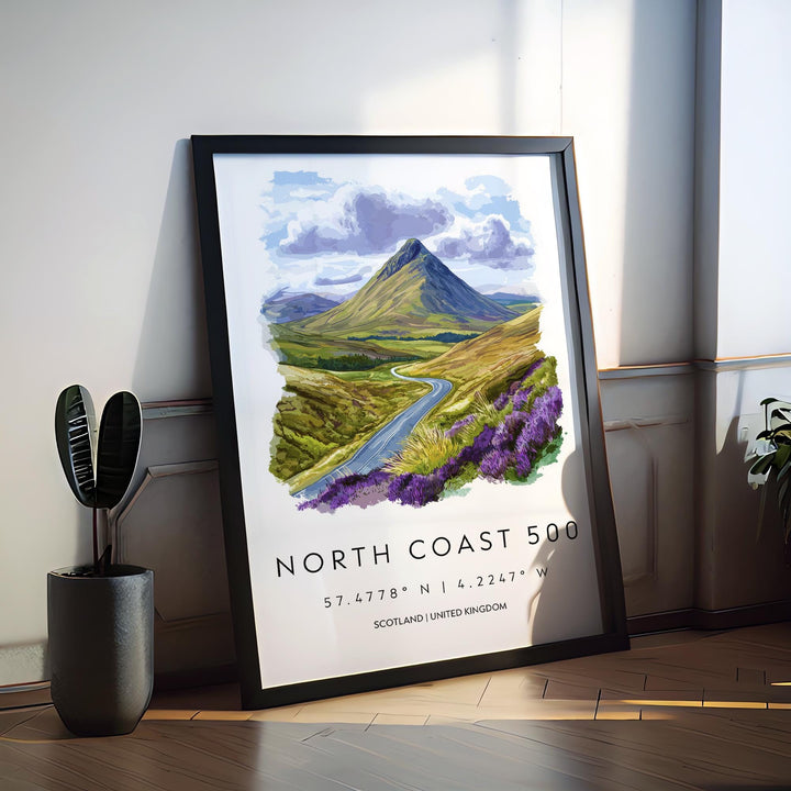 North Coast 500 Watercolor Poster North Coast 500 Scotland Travel Print Wall Art NC500 Home Decor NC500 Gift Art Lovers Scottish Highlands