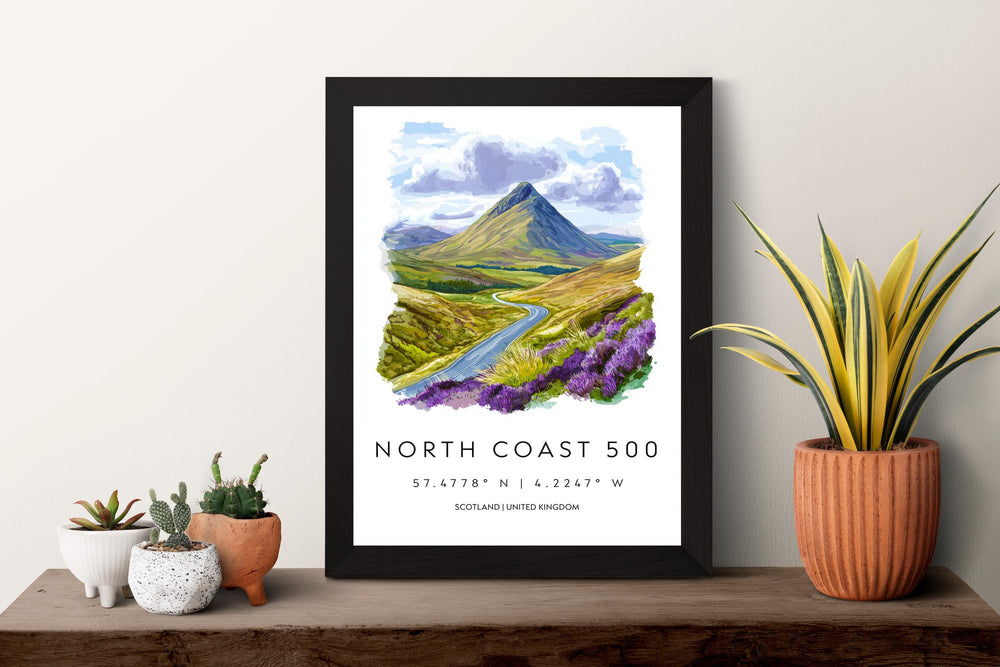 North Coast 500 Watercolor Poster North Coast 500 Scotland Travel Print Wall Art NC500 Home Decor NC500 Gift Art Lovers Scottish Highlands