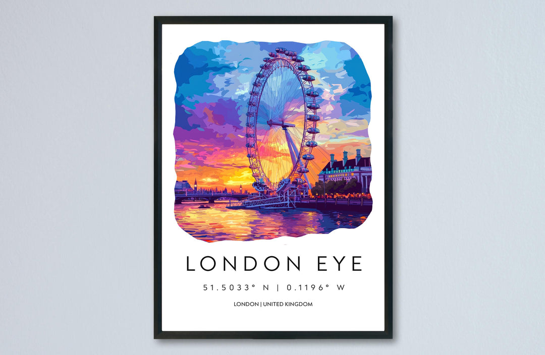 London Eye Watercolor Poster London Eye London Travel Print Wall Art London Eye Home Decor London Eye Gift Art Lovers UK Landmark