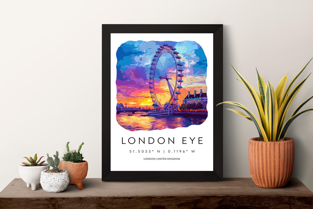London Eye Watercolor Poster London Eye London Travel Print Wall Art London Eye Home Decor London Eye Gift Art Lovers UK Landmark