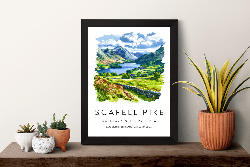 Scafell Pike Watercolor Poster Scafell Pike Lake District Travel Print Wall Art Scafell Pike Home Decor Scafell Pike Gift UK Mountain