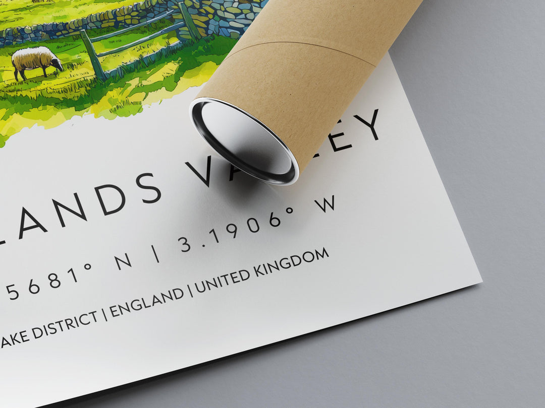 Newlands Valley Watercolor Poster Newlands Valley Lake District Travel Print Wall Art Newlands Valley Home Decor Newlands Valley Gift UK