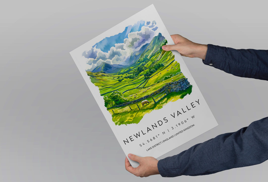 Newlands Valley Watercolor Poster Newlands Valley Lake District Travel Print Wall Art Newlands Valley Home Decor Newlands Valley Gift UK