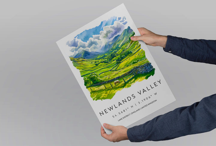 Newlands Valley Watercolor Poster Newlands Valley Lake District Travel Print Wall Art Newlands Valley Home Decor Newlands Valley Gift UK