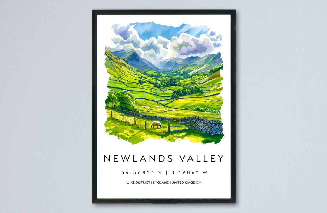 Newlands Valley Watercolor Poster Newlands Valley Lake District Travel Print Wall Art Newlands Valley Home Decor Newlands Valley Gift UK