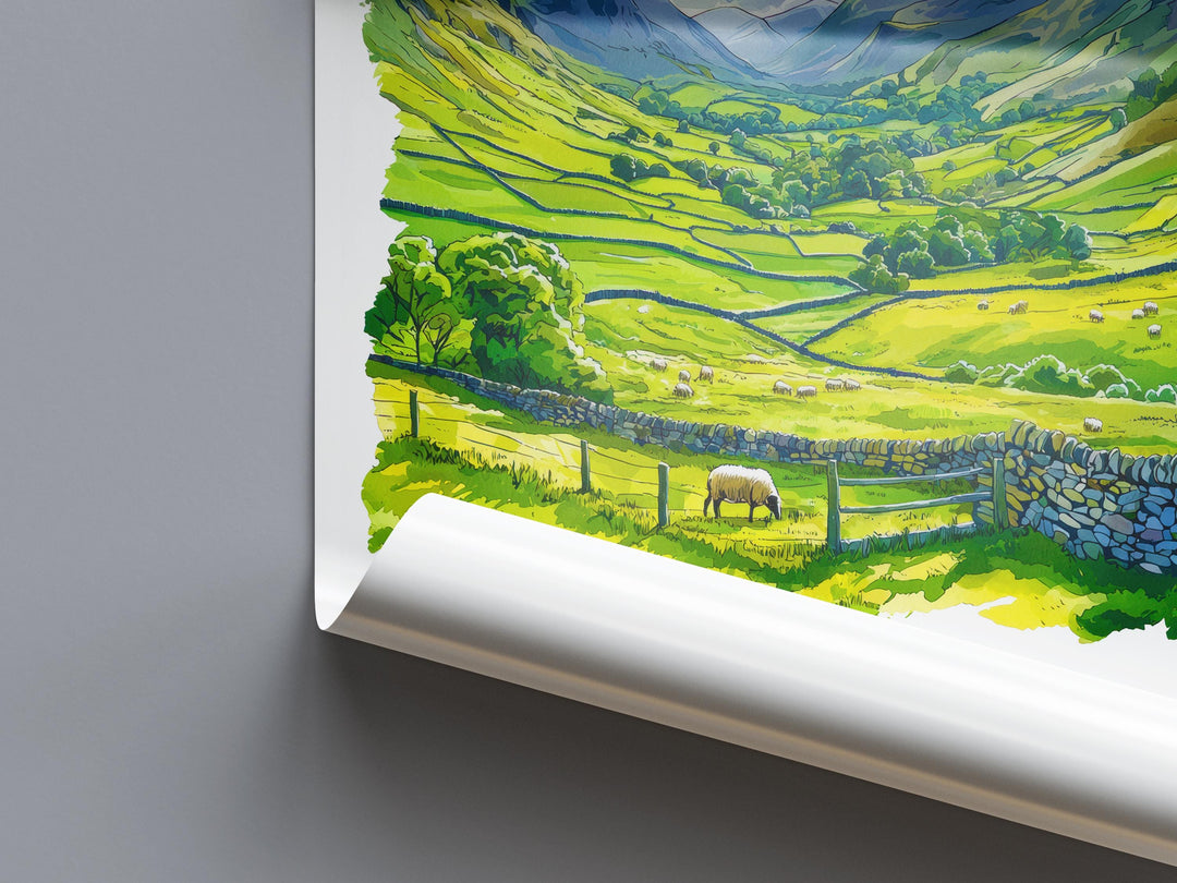 Newlands Valley Watercolor Poster Newlands Valley Lake District Travel Print Wall Art Newlands Valley Home Decor Newlands Valley Gift UK