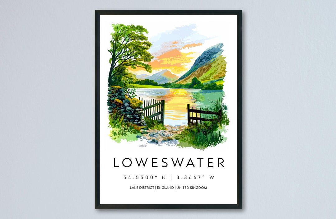 Loweswater Watercolor Poster Loweswater Lake District Travel Print Wall Art Loweswater Home Decor Loweswater Gift Art Lovers UK Lake
