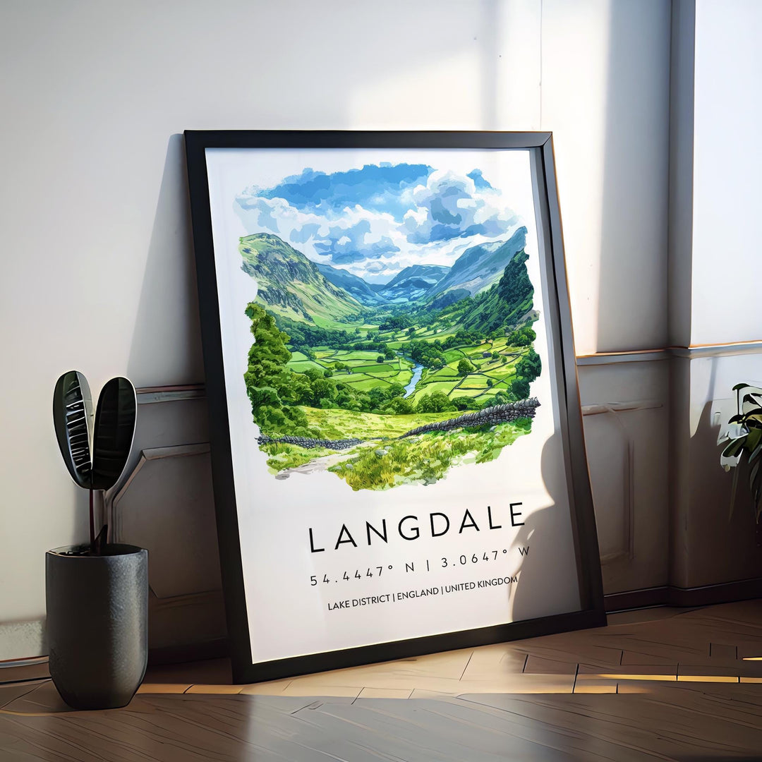 Langdale Watercolor Poster Langdale Lake District Travel Print Wall Art Langdale Home Decor Langdale Gift Art Lovers UK Valley