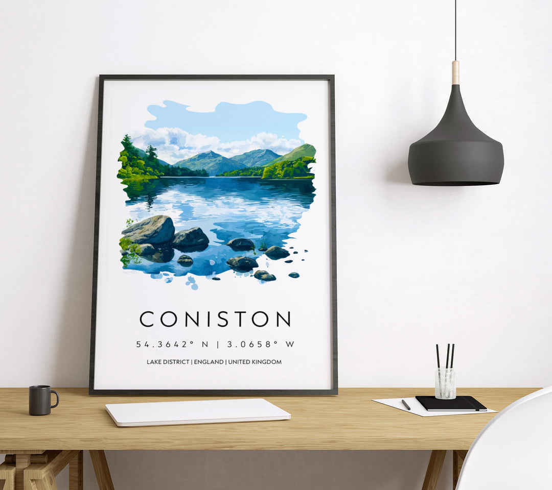 Coniston Watercolor Poster Coniston Lake District Travel Print Wall Art Coniston Home Decor Coniston Gift Art Lovers UK Lake