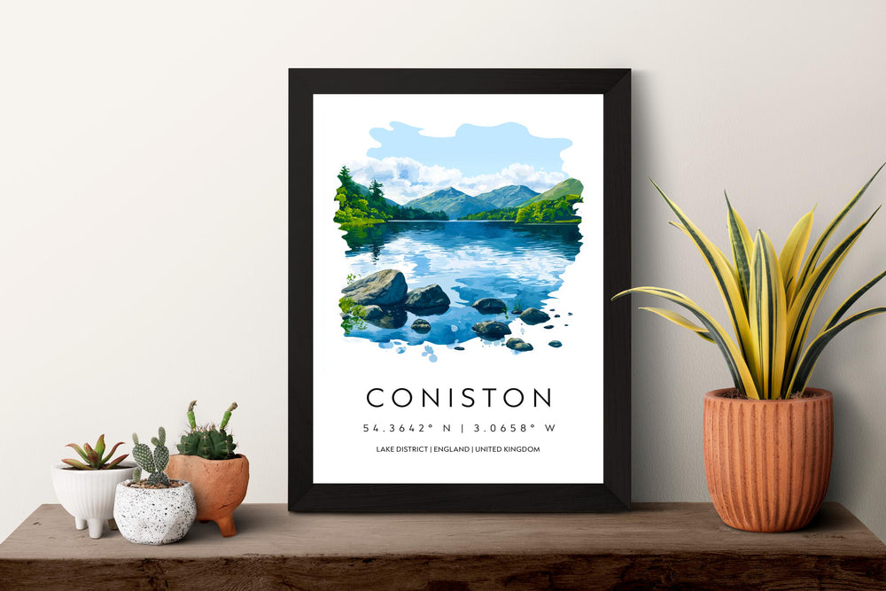 Coniston Watercolor Poster Coniston Lake District Travel Print Wall Art Coniston Home Decor Coniston Gift Art Lovers UK Lake