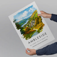 Ambleside Watercolor Poster Ambleside Lake District Travel Print Wall Art Ambleside Home Decor Ambleside Gift Art Lovers UK Village