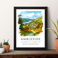 Ambleside Watercolor Poster Ambleside Lake District Travel Print Wall Art Ambleside Home Decor Ambleside Gift Art Lovers UK Village