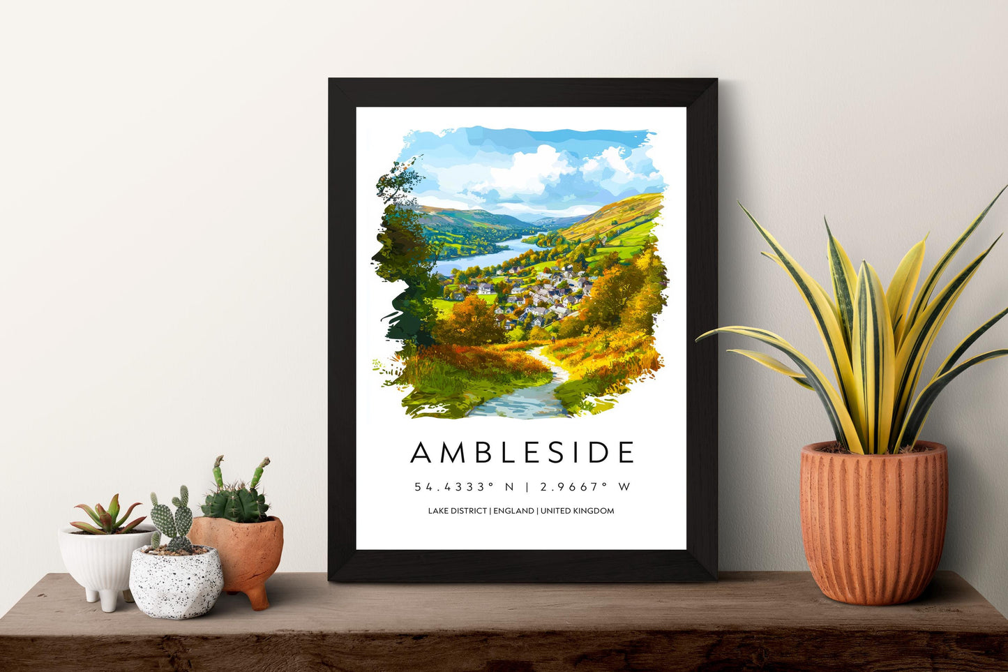Ambleside Watercolor Poster Ambleside Lake District Travel Print Wall Art Ambleside Home Decor Ambleside Gift Art Lovers UK Village