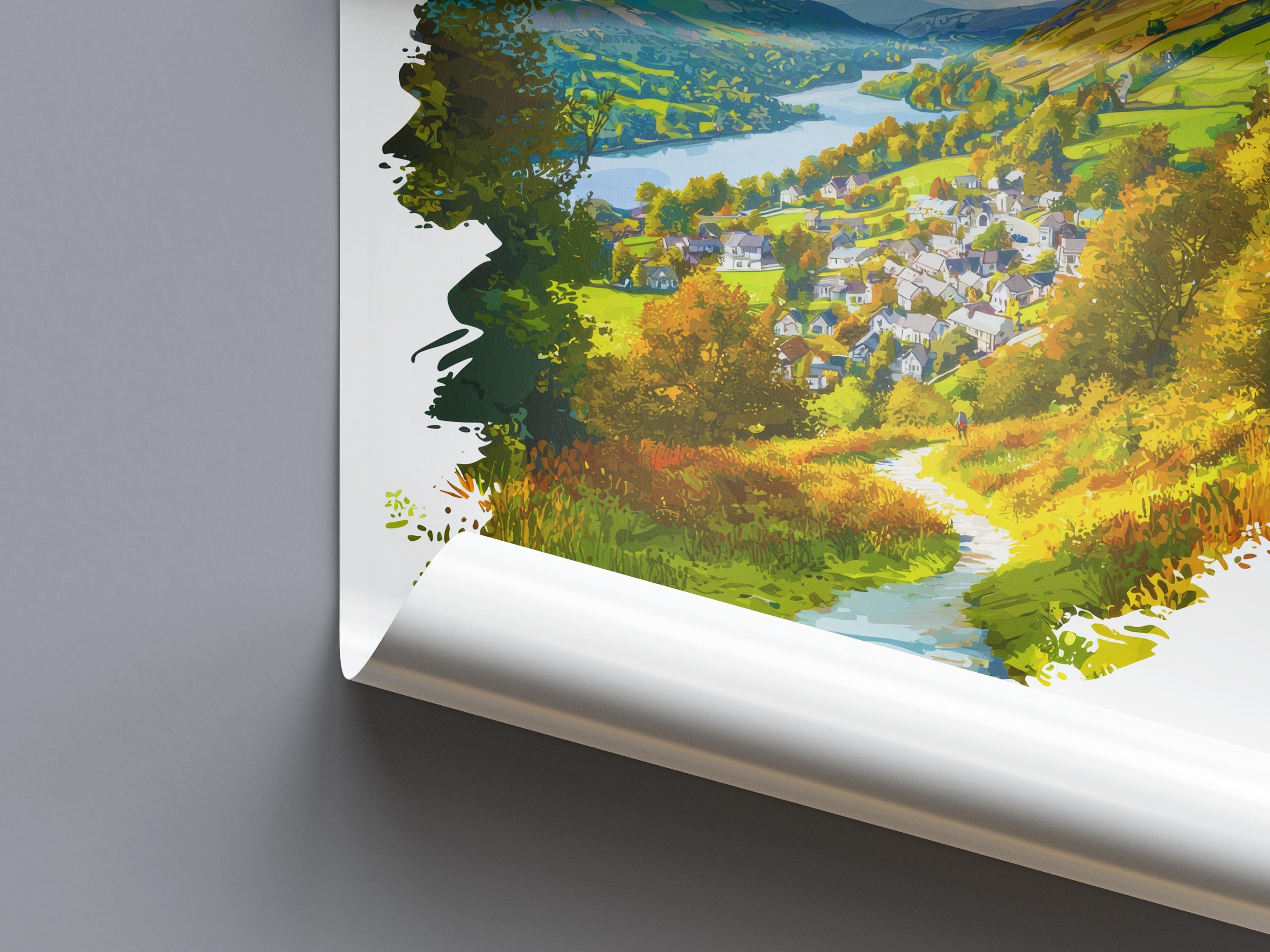 Ambleside Watercolor Poster Ambleside Lake District Travel Print Wall Art Ambleside Home Decor Ambleside Gift Art Lovers UK Village