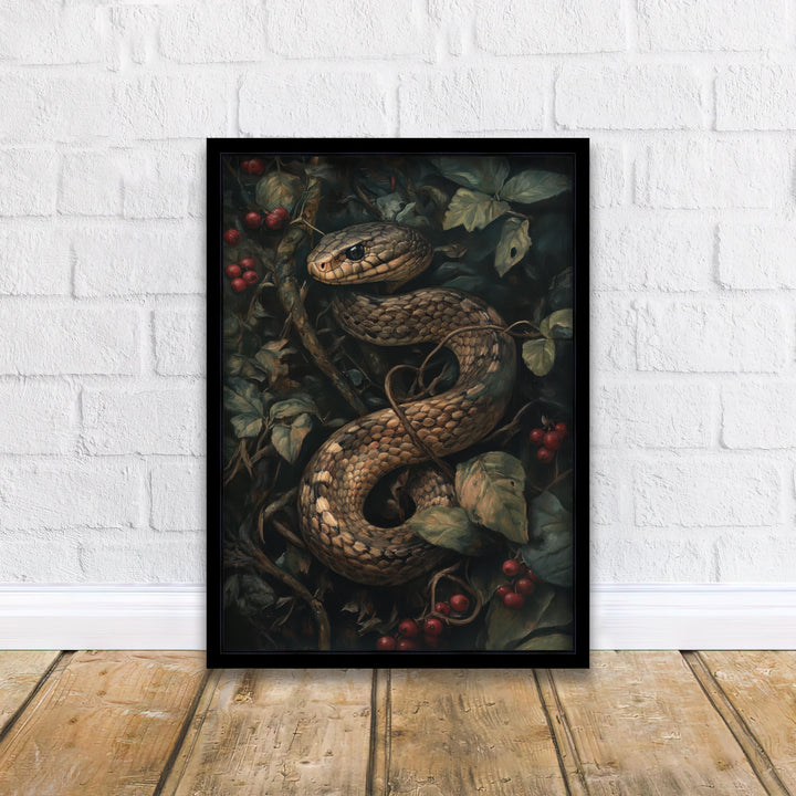 Snake in Bramble Print | Vintage Cottagecore Forest Art