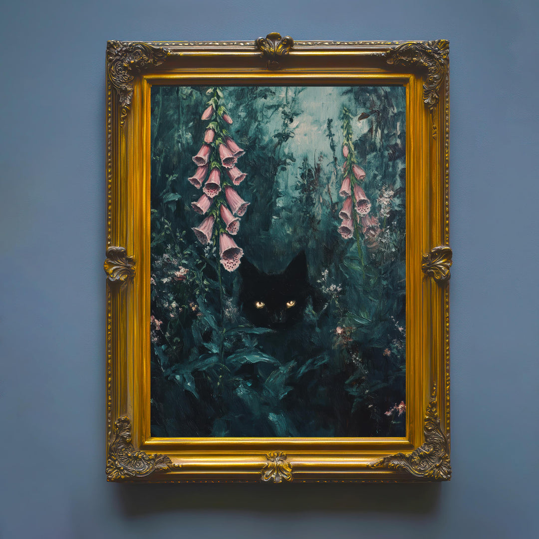 Foxglove Print | Vintage Forest Art, Watching Eyes