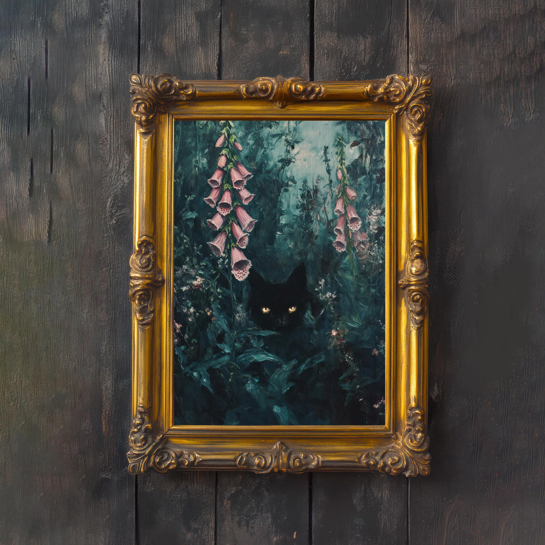 Foxglove Print | Vintage Forest Art, Watching Eyes