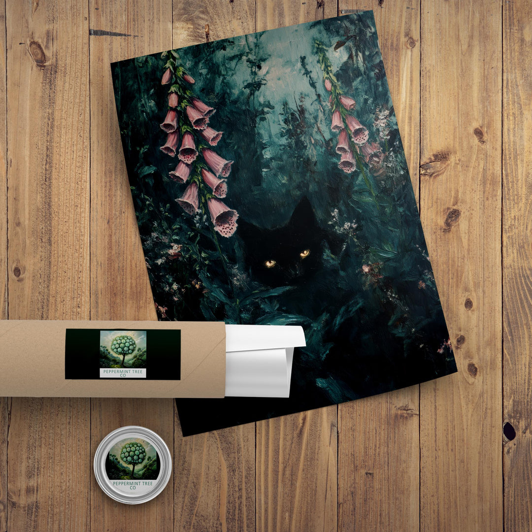 Foxglove Print | Vintage Forest Art, Watching Eyes