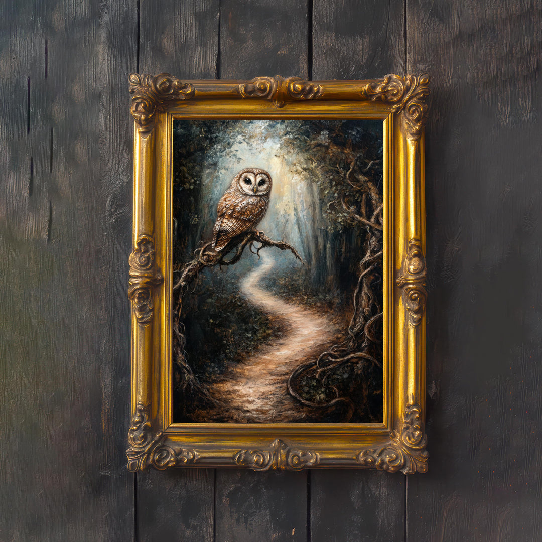 Tawny Owl Cottagecore Print | Vintage Forest Art Poster