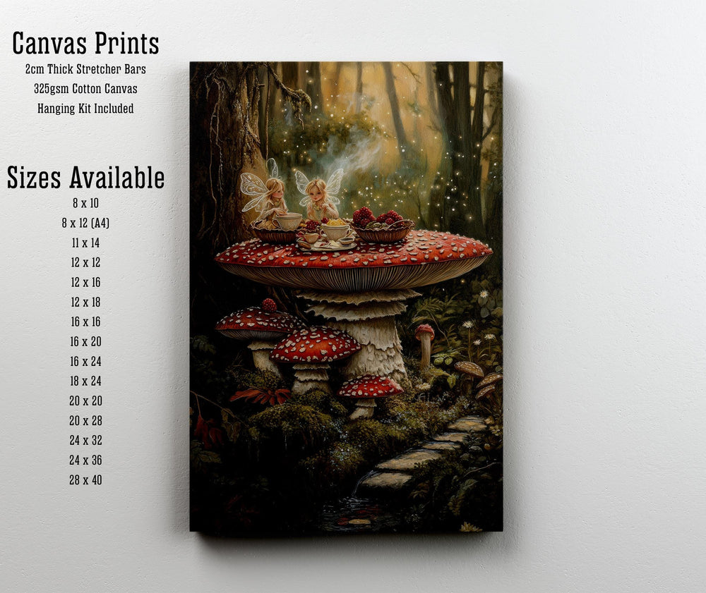 Fairy Picnic Art Print, Vintage Acorn Teacup Illustration