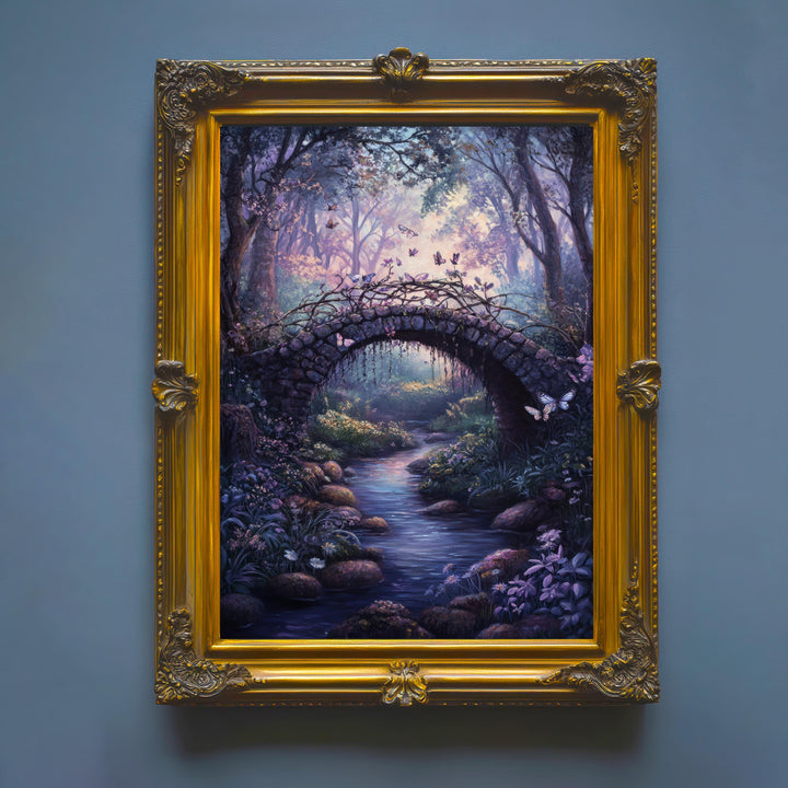 Butterfly Bridge Print, Vintage Forest Art, Cottagecore Wall Decor