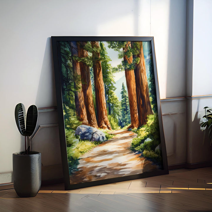 Sequoia National Park Watercolor Poster Sequoia National Park California Travel Print Wall Art Sequoia Home Decor Sequoia Gift Art Lovers