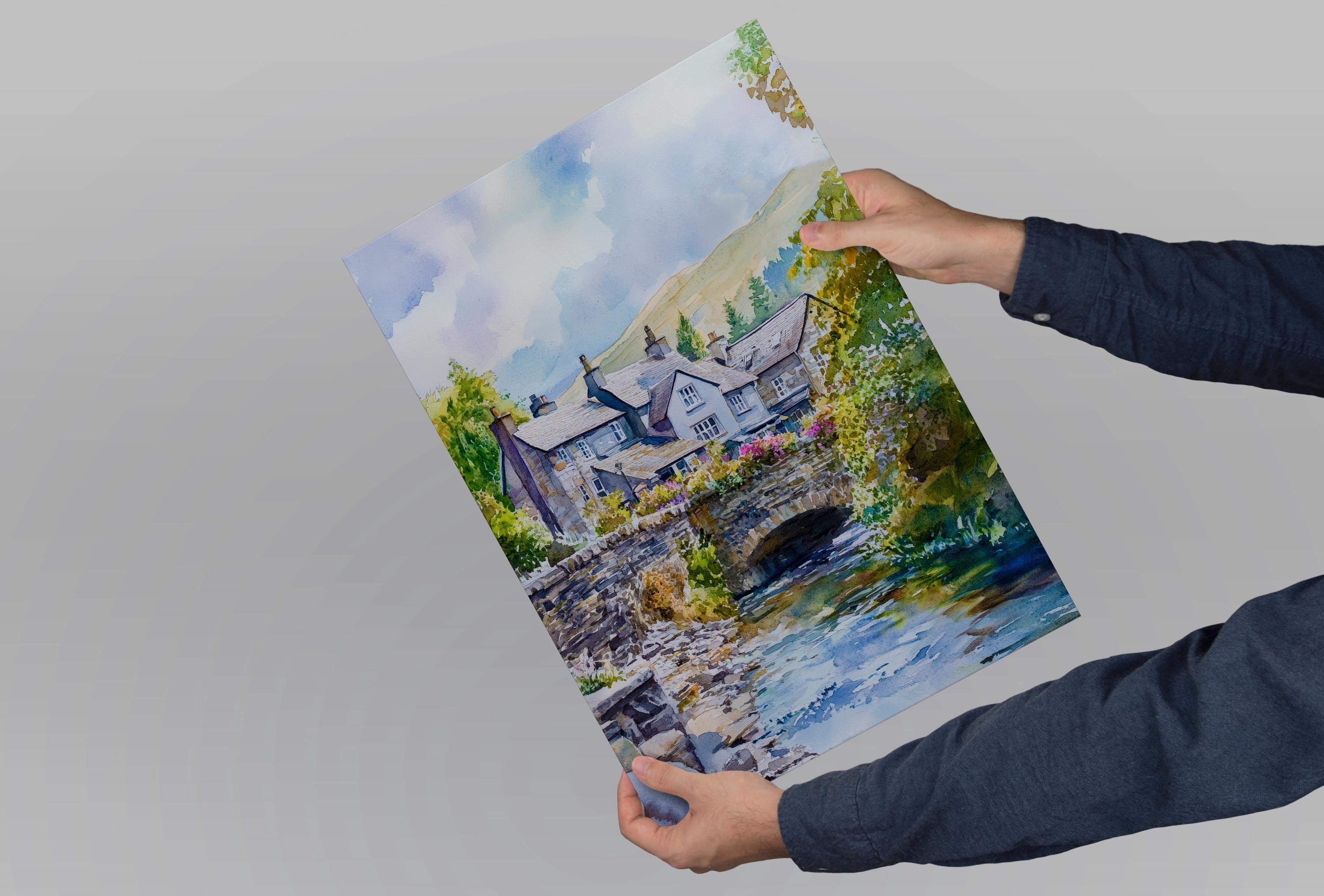 Ambleside Watercolor Poster Wall Art Ambleside Wall Decor Home Décor Ambleside Gift United Kingdom Art Lover Gift, Travel Souvenir Print