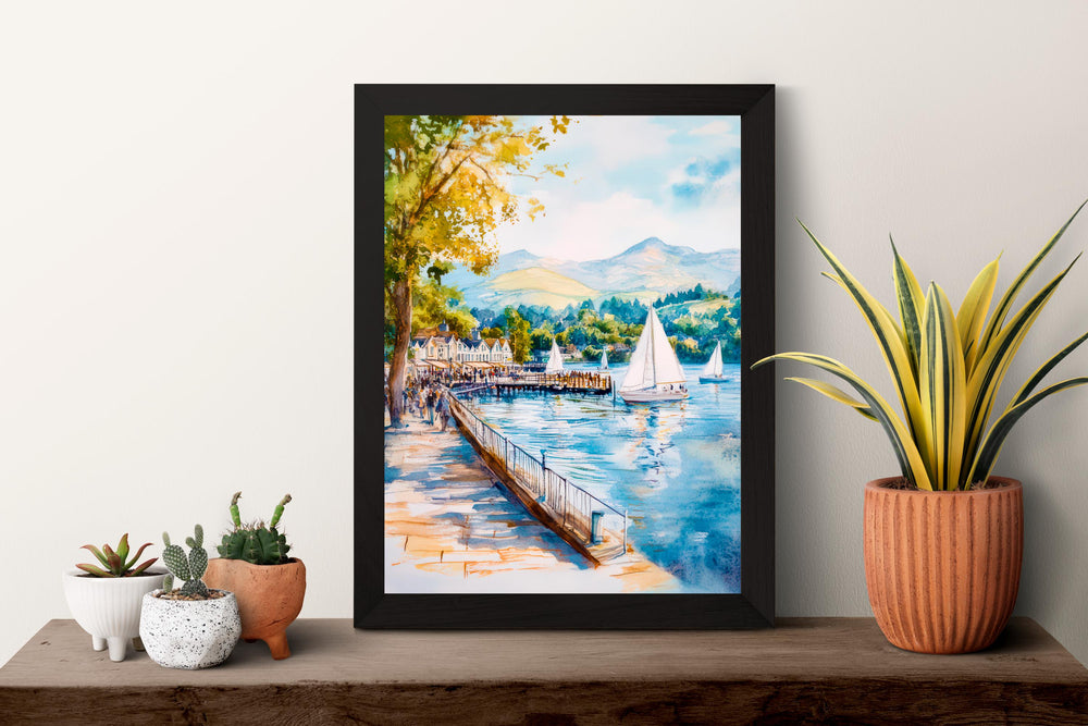 Bowness Watercolor Poster Wall Art Bowness Wall Decor Home Décor Bowness Gift United Kingdom Art Lover Gift, Travel Souvenir Print