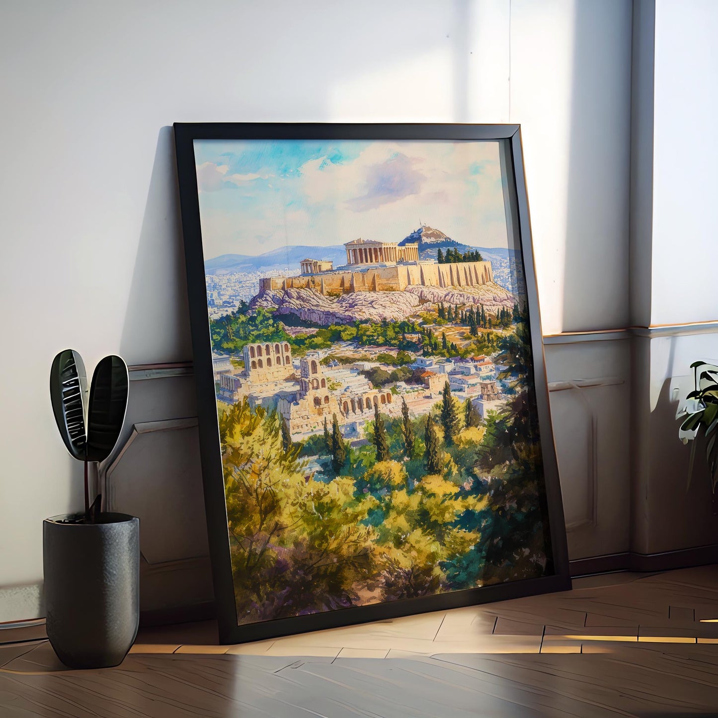 Athens Watercolor Poster Greece Travel Print Wall Art Home Decor Gift Greek Souvenir Iconic Cityscape Landmark Art
