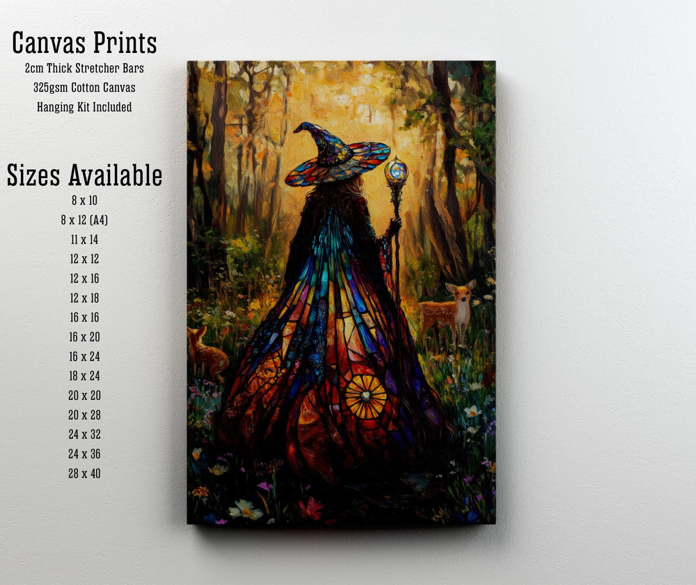 Stained Glass Witch Print, Cottagecore Magical Art