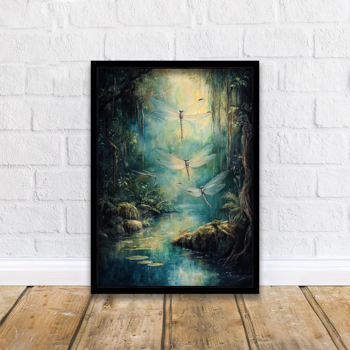 Fern Winged Dragonflies Art Print, Vintage Cottagecore Decor